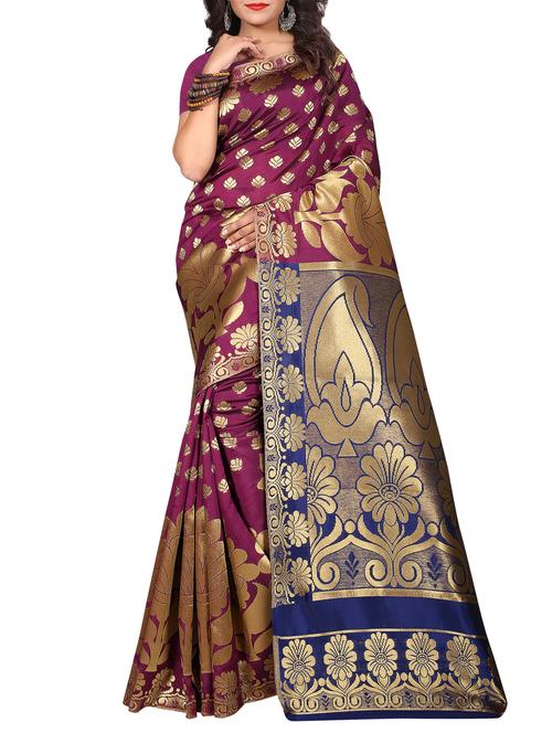 zari jacquad woven saree with blouse - 15775962 - Very Small Image - 1