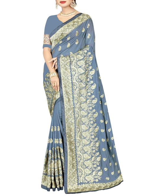 resham embroidered saree - 15776028 - Very Small Image - 1