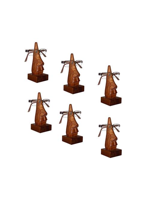 desi karigar unique hand carved rosewood nose-shaped eyeglass spectacle holder family pack (set of 6) - 15777004 - Very Small Image - 1