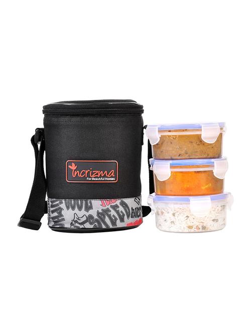  plastic yummy trio lunch box with black bag - 15778002 - Very Small Image - 1