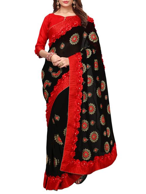 ribbon work floral embroidered saree - 15779359 - Very Small Image - 1