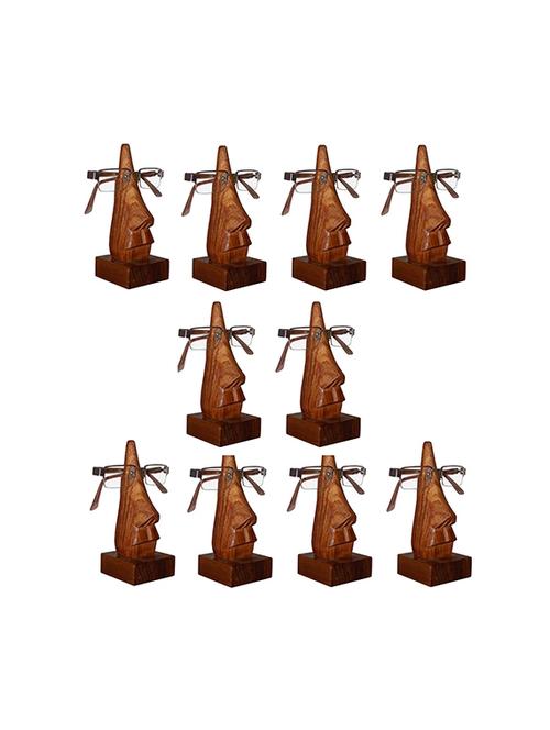 desi karigar unique hand carved rosewood nose-shaped eyeglass spectacle holder family pack (set of 10) - 15779371 - Very Small Image - 1