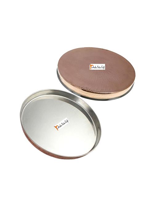 indian dinnerware copper stainless steel large dinner thali, 12 inches, set of 2 - 15779981 - Very Small Image - 1