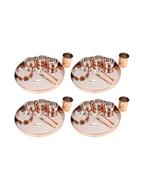 dinner set dinnerware stainless steel copperware thali set dia 13" ( 1 thali,1 spoons,1 fork,1 tumblers,3 - 15780008 - Very Small Image - 1
