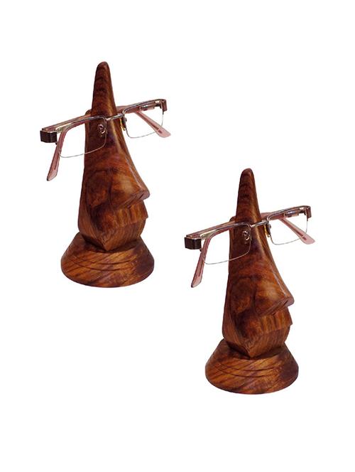 desi karigar beautiful unique hand carved rosewood nose-shaped eyeglass spectacle holder (set of 2) - 15780184 - Very Small Image - 1