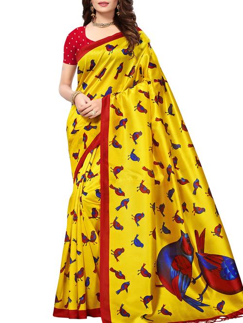 contrast border conversational printed saree - 15780294 - Very Small Image - 1