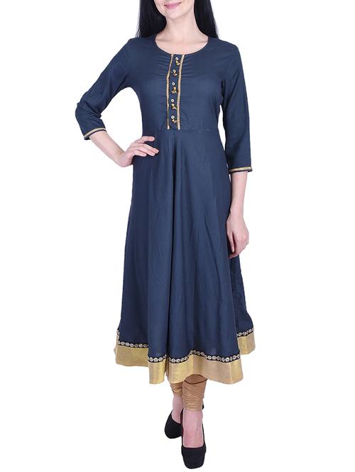 a-line solid kurta with tassels - 15781028 - Very Small Image - 1