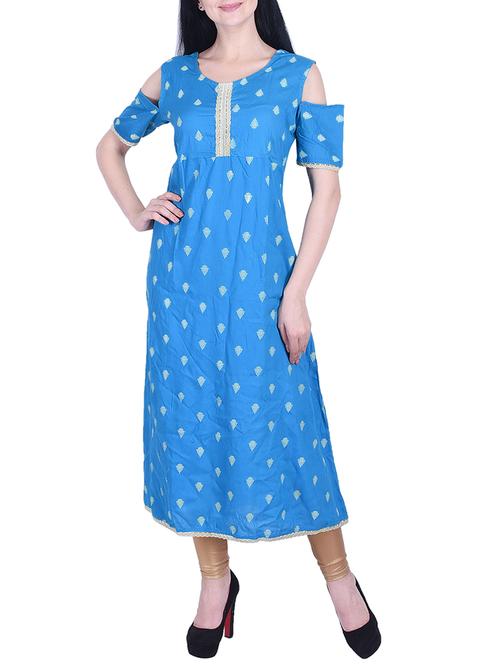 a-line cold shoulder kurta - 15781030 - Very Small Image - 1