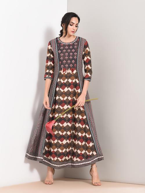 a-line printed kurta - 15781242 - Very Small Image - 1