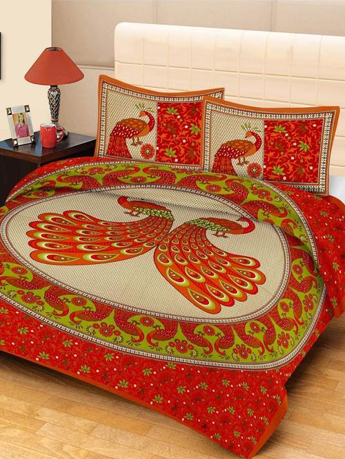 cotton double bedsheet with 2 pillow covers - 15781330 - Very Small Image - 1