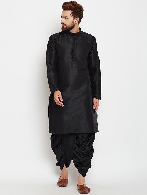 black silk blend dhoti kurta set - 15781697 - Very Small Image - 1