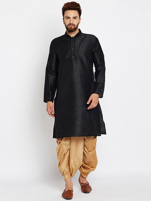 black silk blend dhoti kurta set - 15781699 - Very Small Image - 1