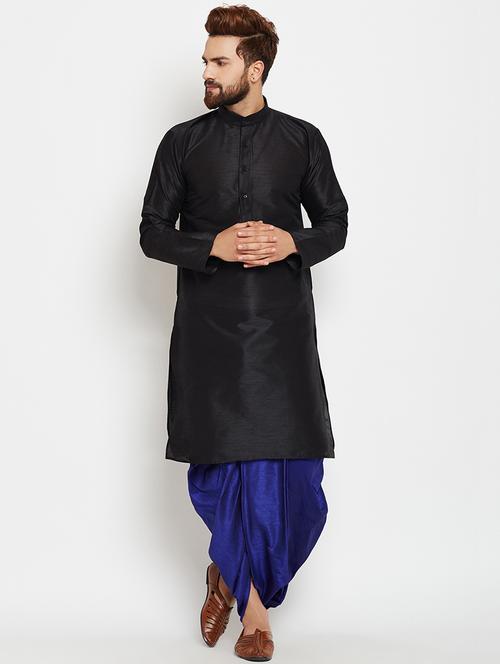 black silk blend dhoti kurta set - 15781703 - Very Small Image - 1