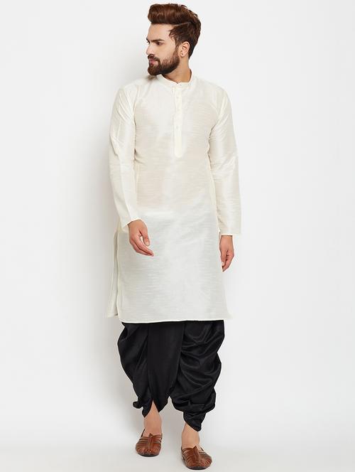 white silk blend dhoti kurta set - 15781709 - Very Small Image - 1