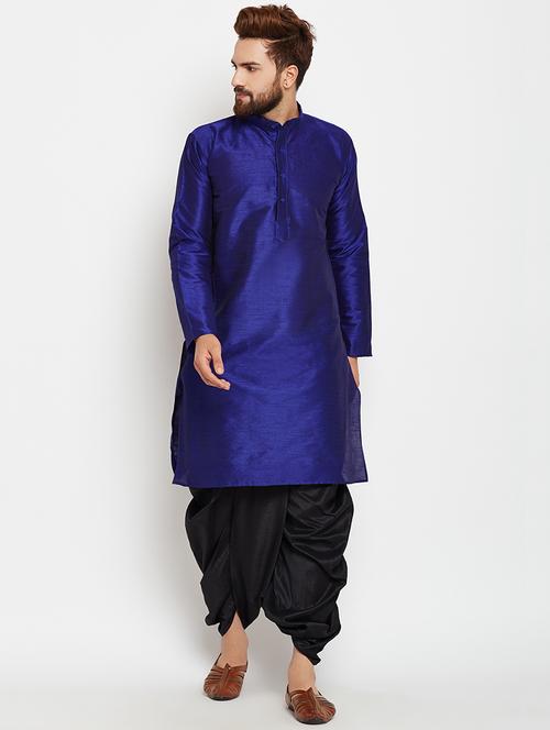 blue silk blend dhoti kurta set - 15781719 - Very Small Image - 1