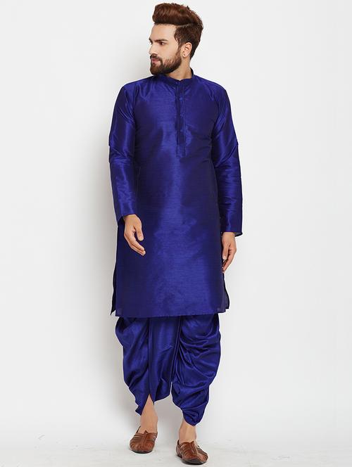 blue silk blend dhoti kurta set - 15781720 - Very Small Image - 1