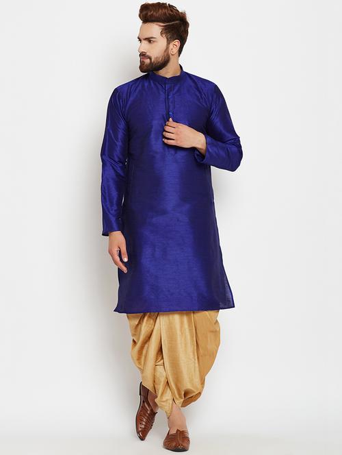 blue silk blend dhoti kurta set - 15781721 - Very Small Image - 1