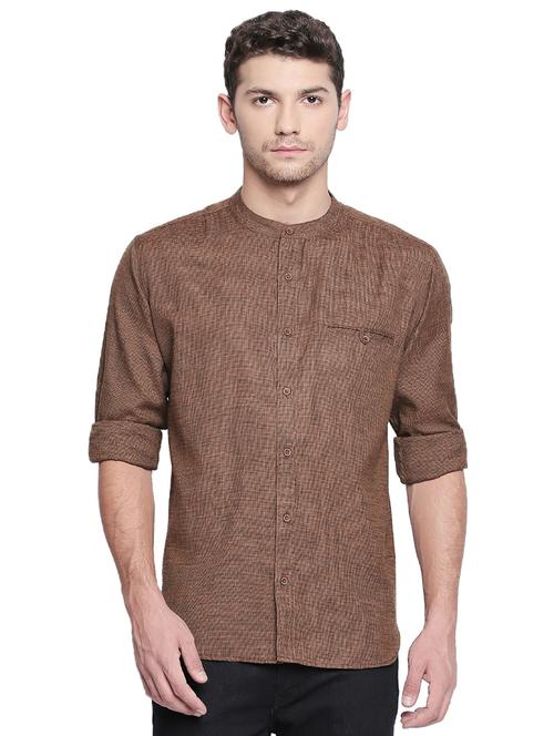 mens melange casual shirt - 15785066 - Very Small Image - 1
