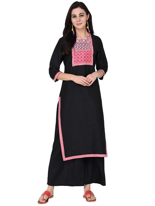 contrast yoke printed kurta with palazzo set - 15786428 - Very Small Image - 1