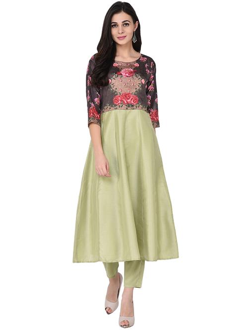 floral printed kalidaar kurta with pant set - 15786483 - Very Small Image - 1