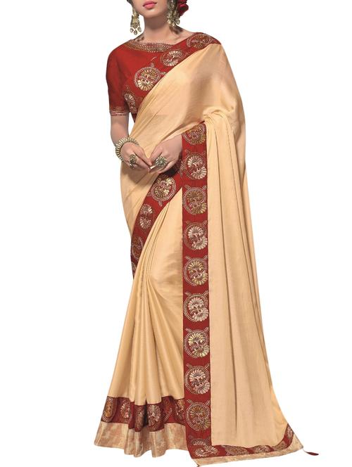 lace embroidered solid saree with blouse - 15786501 - Very Small Image - 1