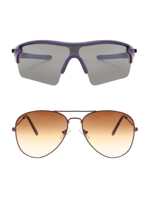 combo of 2 wrap-around & aviator sunglasses- abcom3338 - 15786961 - Very Small Image - 1