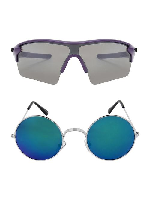 combo of 2 wrap-around & round sunglasses- abcom3351 - 15786974 - Very Small Image - 1