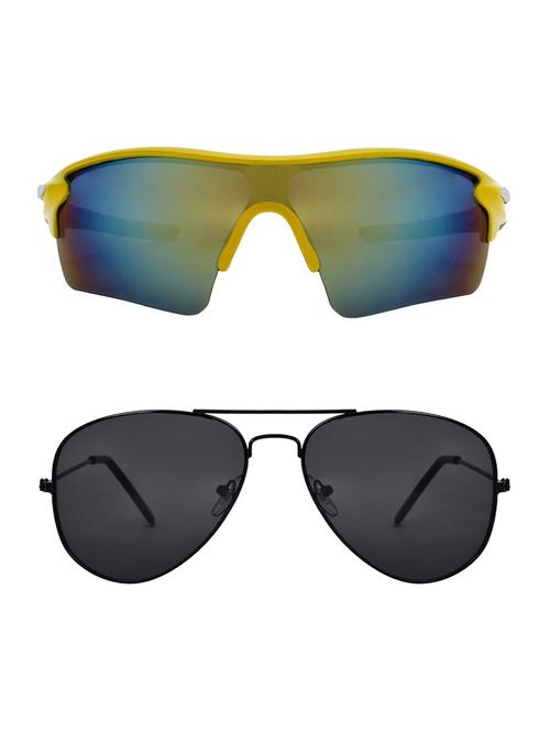 combo of 2 wrap-around & aviator sunglasses- abcom3358 - 15786981 - Very Small Image - 1