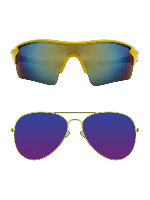 combo of 2 wrap-around & aviator sunglasses- abcom3363 - 15786986 - Very Small Image - 1