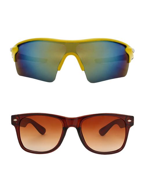 combo of 2 wrap-around & wayfarer sunglasses- abcom3371 - 15786994 - Very Small Image - 1