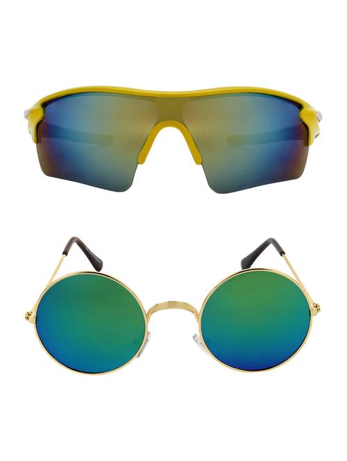 combo of 2 wrap-around & round sunglasses- abcom3376 - 15786999 - Very Small Image - 1