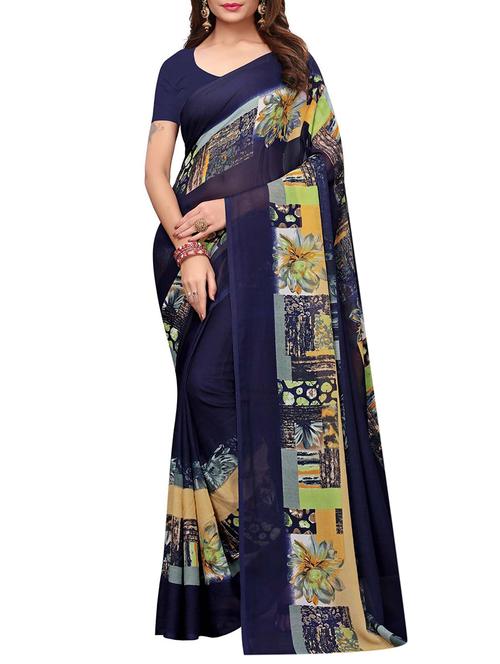 abstract printed saree with blouse - 15787144 - Very Small Image - 1
