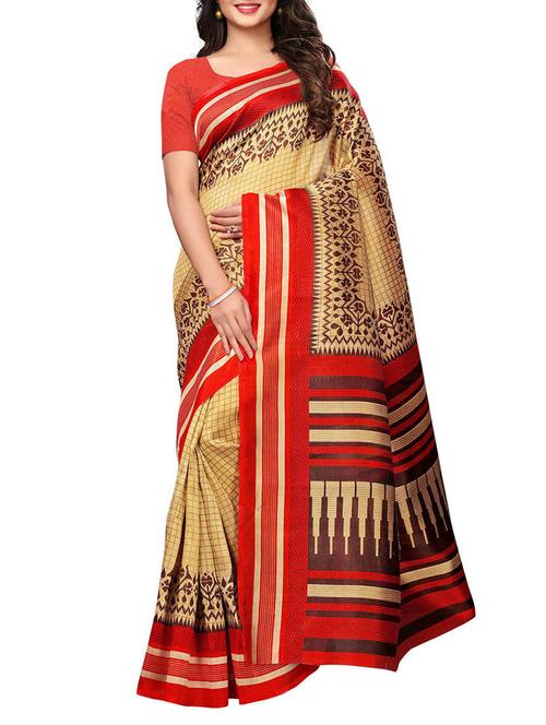 checkered printed saree with blouse - 15788178 - Very Small Image - 1