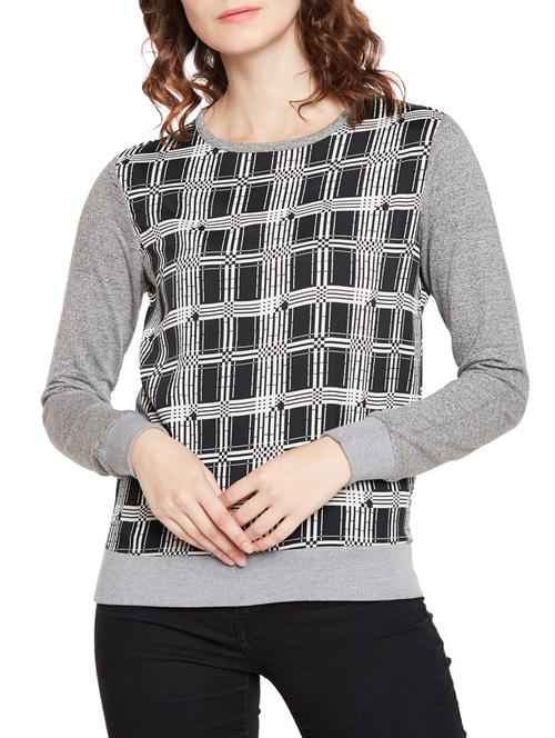 ribbed edge checkered sweatshirt - 15788254 - Very Small Image - 1