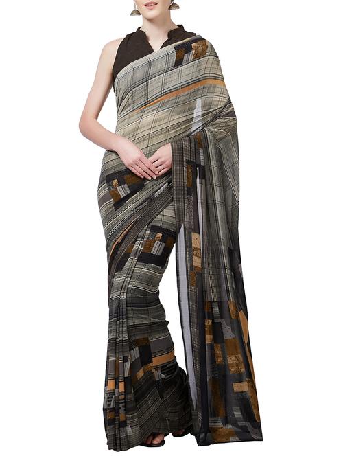 abstract printed saree with blouse - 15788417 - Very Small Image - 1
