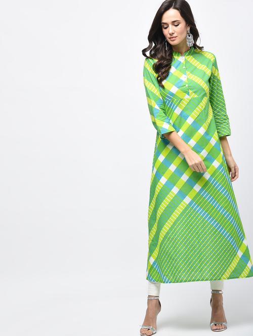 checkered a-line kurta - 15788588 - Very Small Image - 1