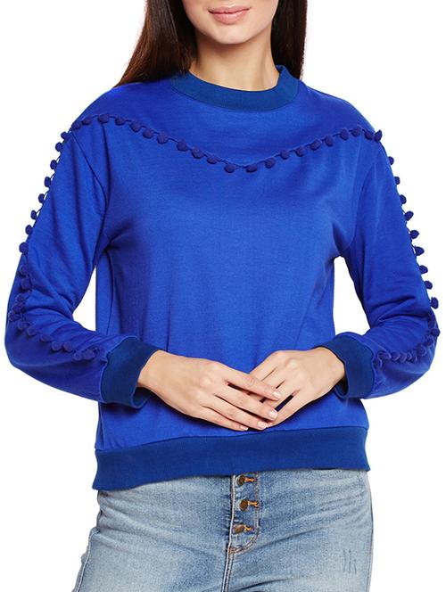 crew neck pom pom lace sweatshirt - 15788952 - Very Small Image - 1