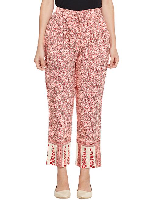drawstring waist floral trouser - 15789016 - Very Small Image - 1