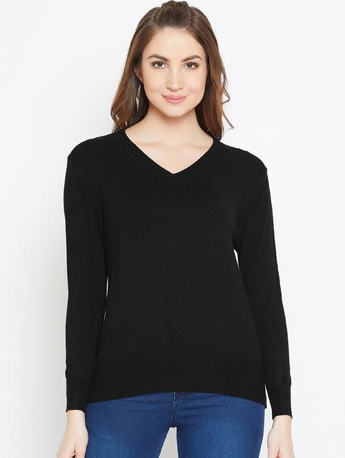 robin black solid knitted top - 15790524 - Very Small Image - 1