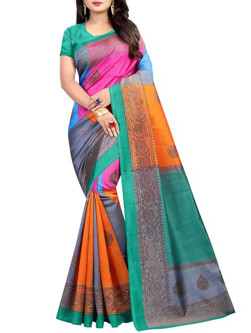 ethnic motif printed mysore silk saree with blouse - 15791168 - Very Small Image - 1