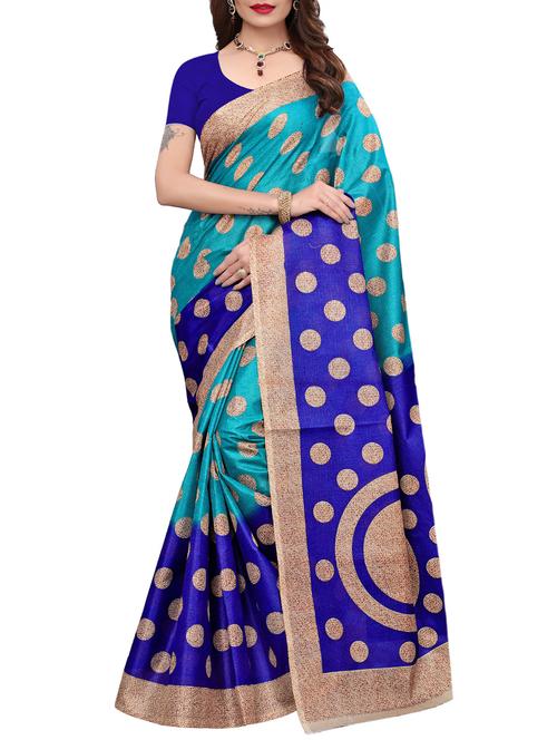 polka dot printed saree with blouse - 15791175 - Very Small Image - 1