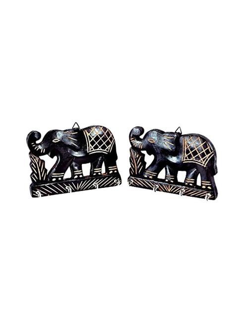 desi karigar wall hanging key holder with key hooks in elephant shape. a perfect key holder set of 2 - 15791632 - Very Small Image - 1