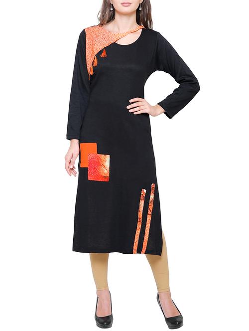  patch work woolen kurta with tassels - 15791884 - Very Small Image - 1