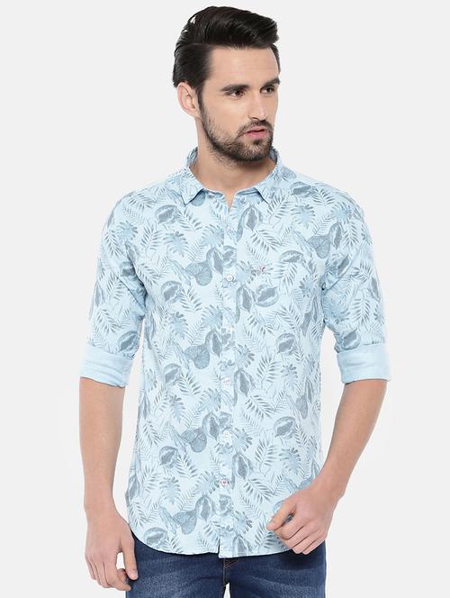 light blue printed casual shirt - 15792281 - Very Small Image - 1