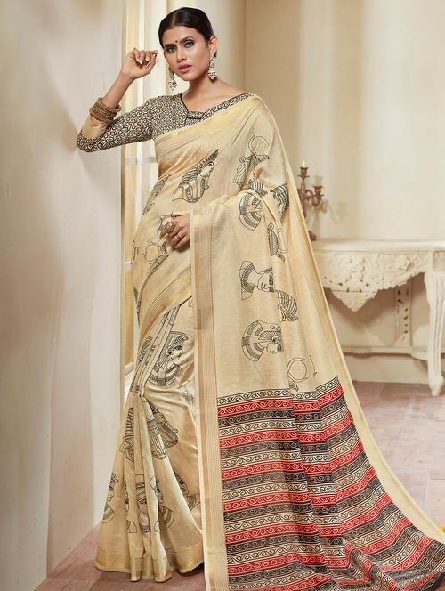 conversational printed saree with blouse - 15792434 - Very Small Image - 1