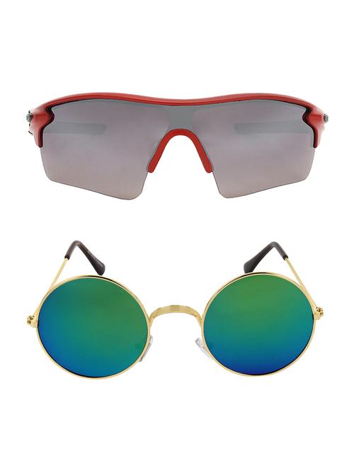 combo of 2 wrap-around & round sunglasses- abcom3424 - 15793551 - Very Small Image - 1