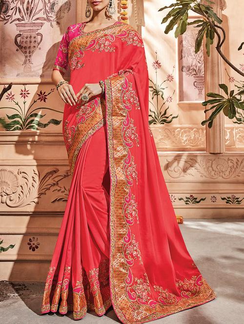 floral embroidered saree with blouse - 15793715 - Very Small Image - 1