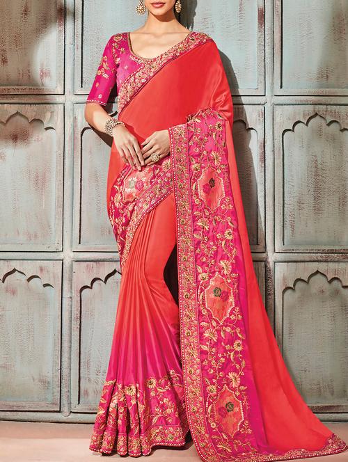 floral embroidered saree with blouse - 15793717 - Very Small Image - 1