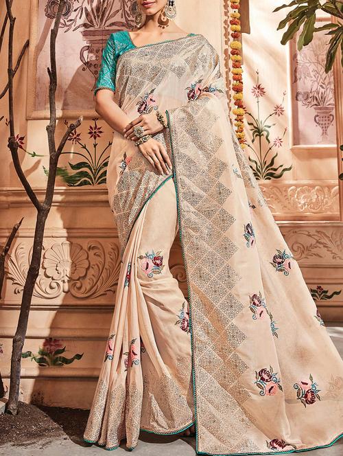 floral embroidered saree with blouse - 15793727 - Very Small Image - 1