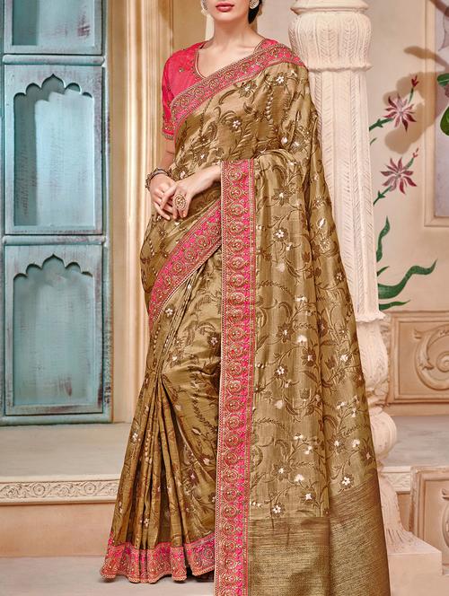 floral embroidered saree with blouse - 15793746 - Very Small Image - 1